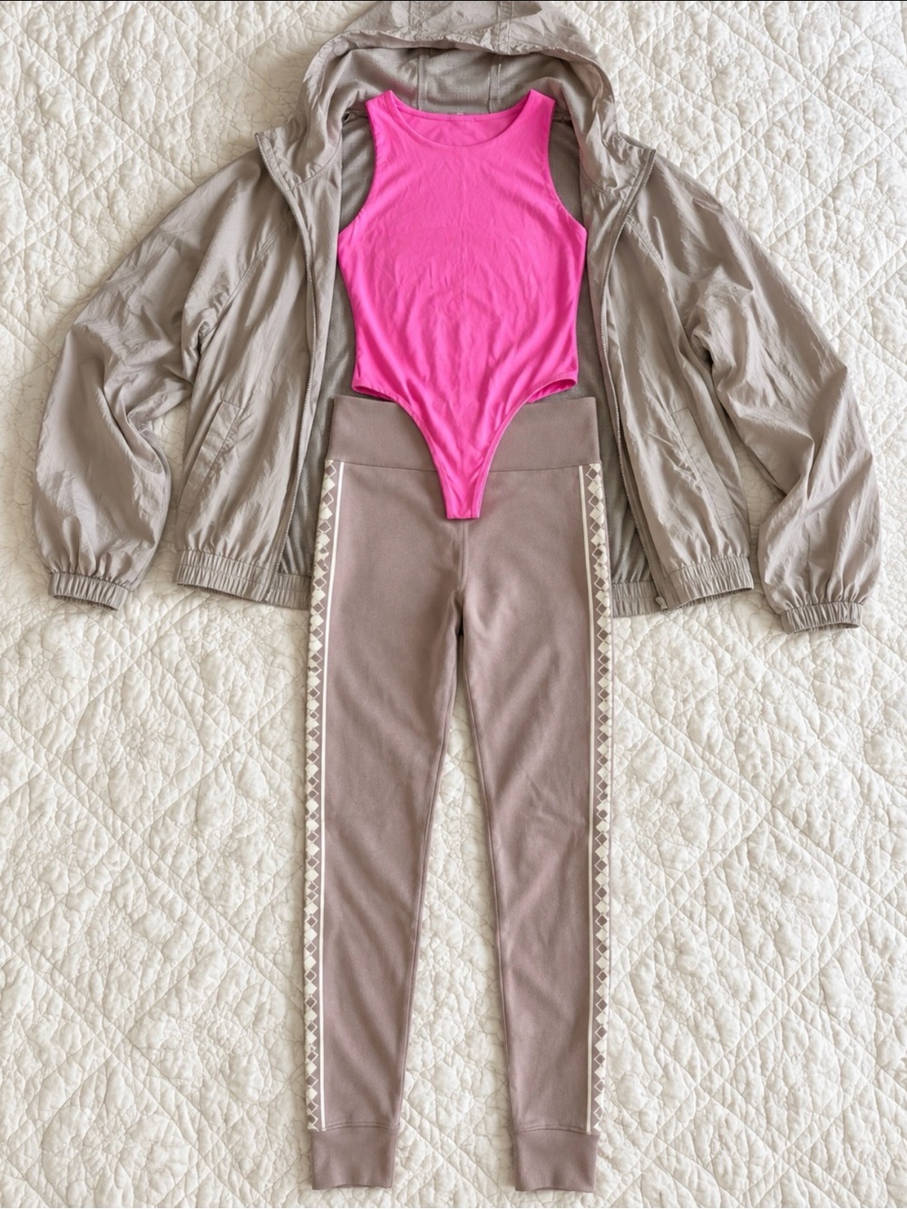 Victoria’s Secret Pink Bodysuit 3-Piece Outfit Leggings Jacket L